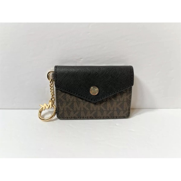 Michael Kors Kala Keychain Card Case Brown MK Signature PVC - Picture 5 of 9